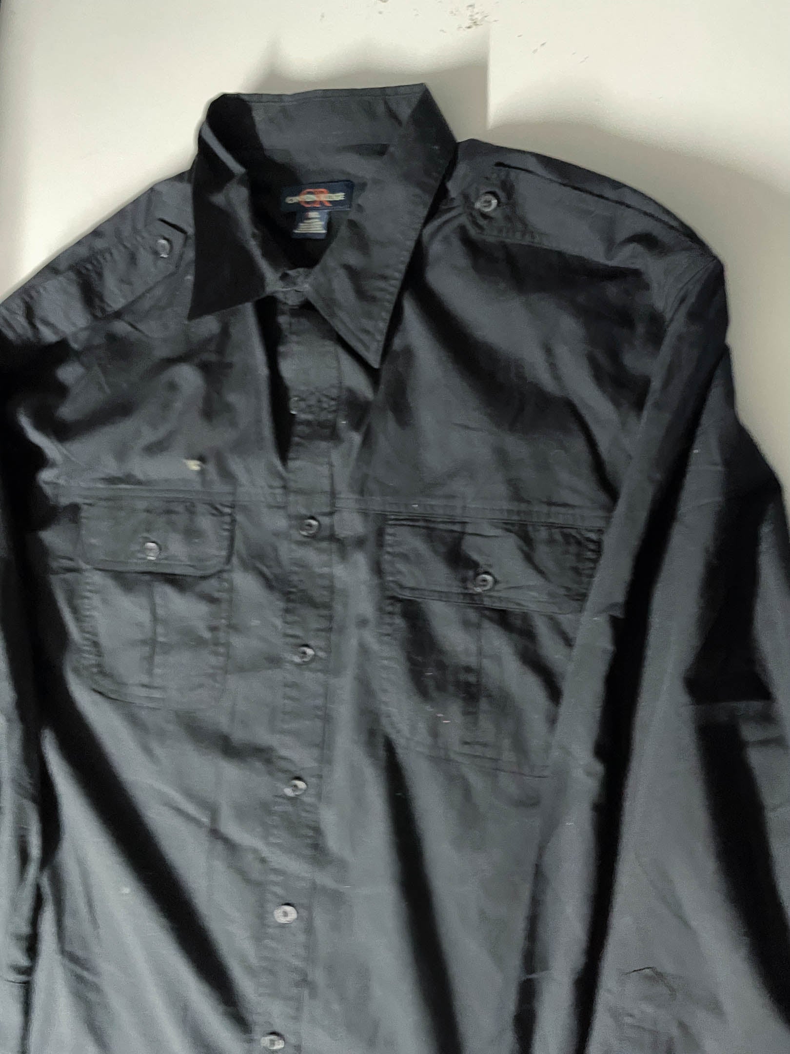Vintage Men's Plain black oversize long sleeve shirt in XXL|L39 W29|SKU 4039