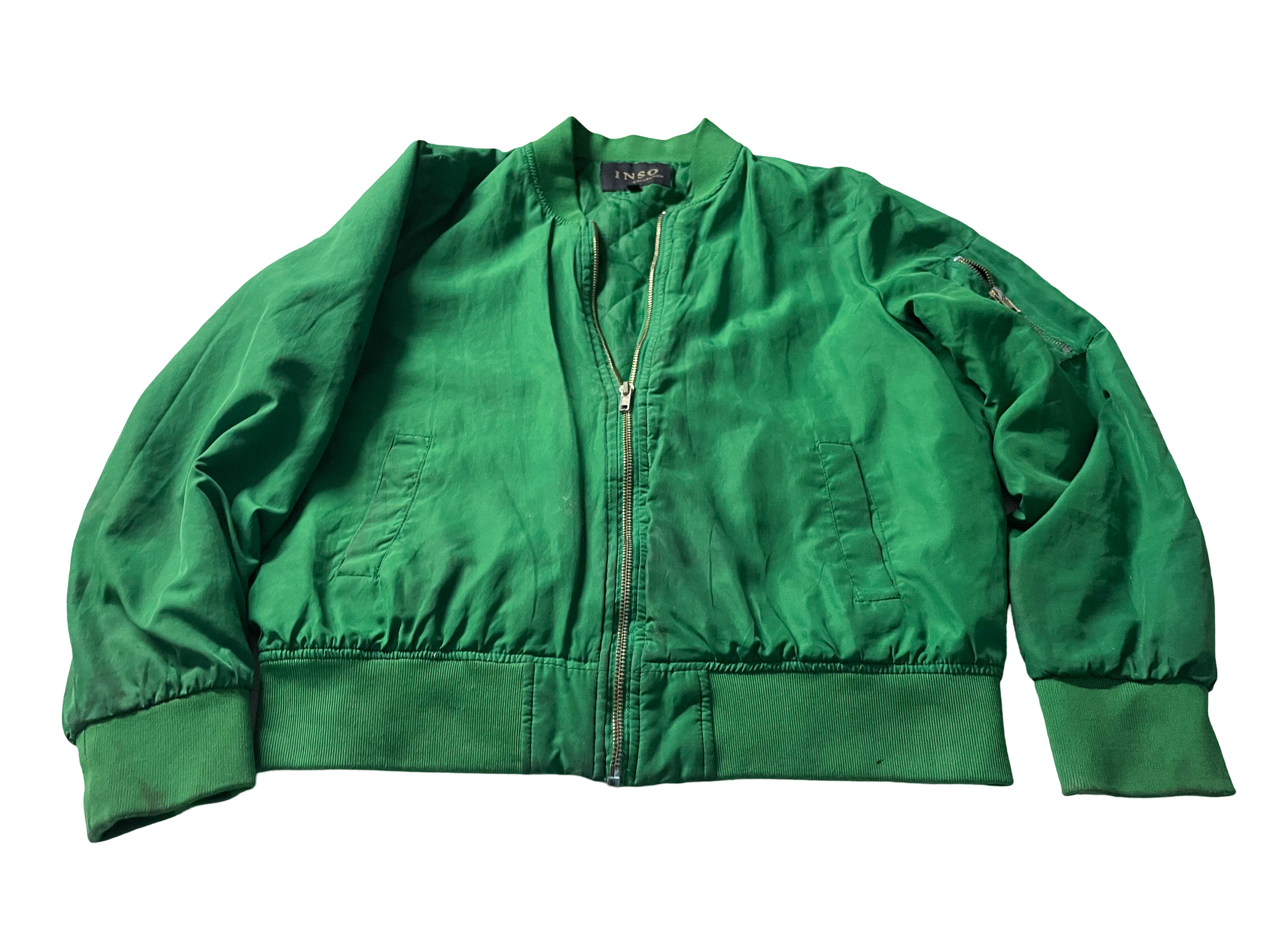 Women's Y2K Inso collection green full zip bomber jacket in XL|L25 W22|SKU 4040