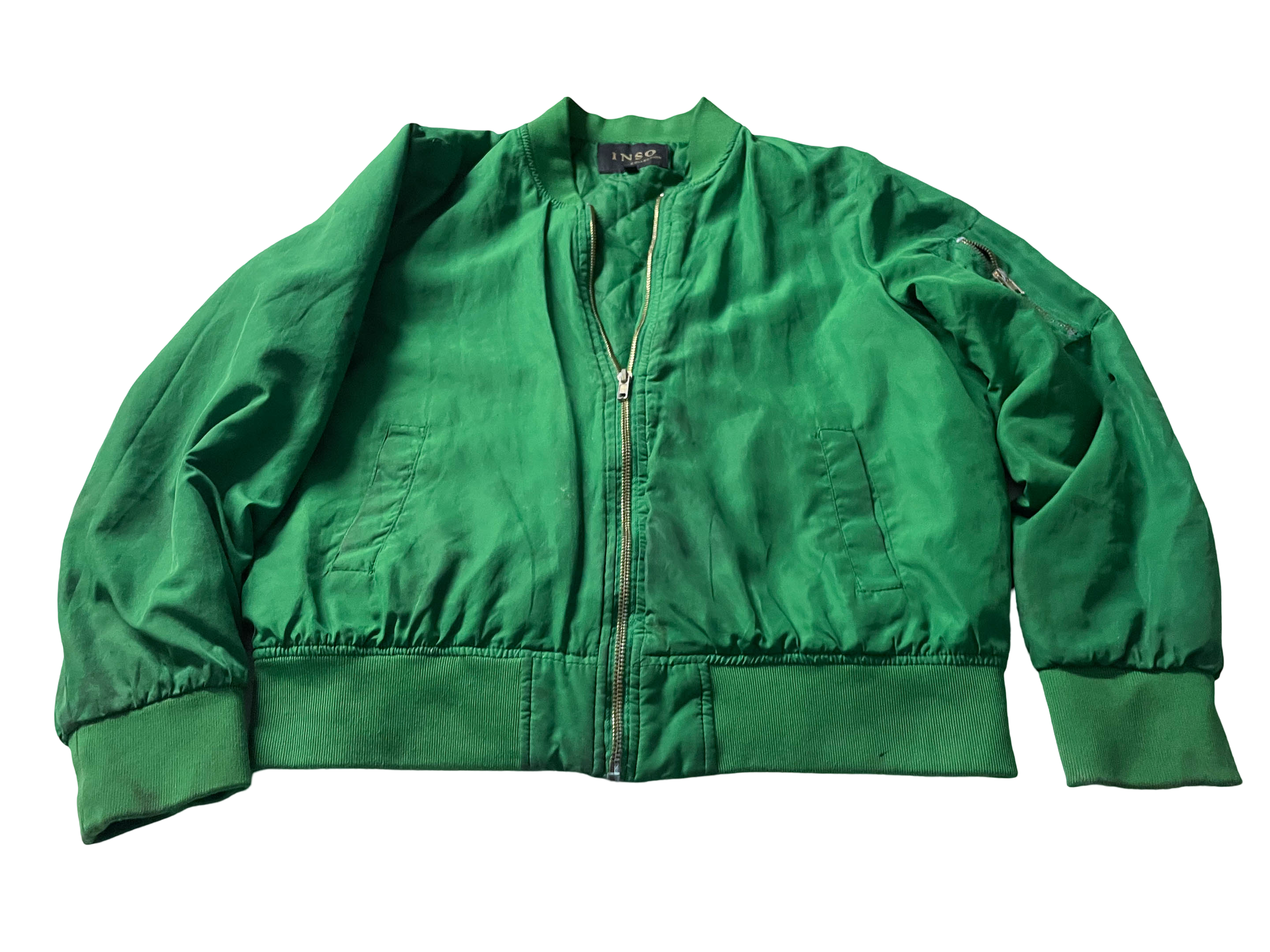 Women's Y2K Inso collection green full zip bomber jacket in XL|L25 W22|SKU 4040