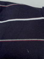 Vintage Men's black multi stripe long sleeve cotton polo in S|L 26 W19| SKU 4146