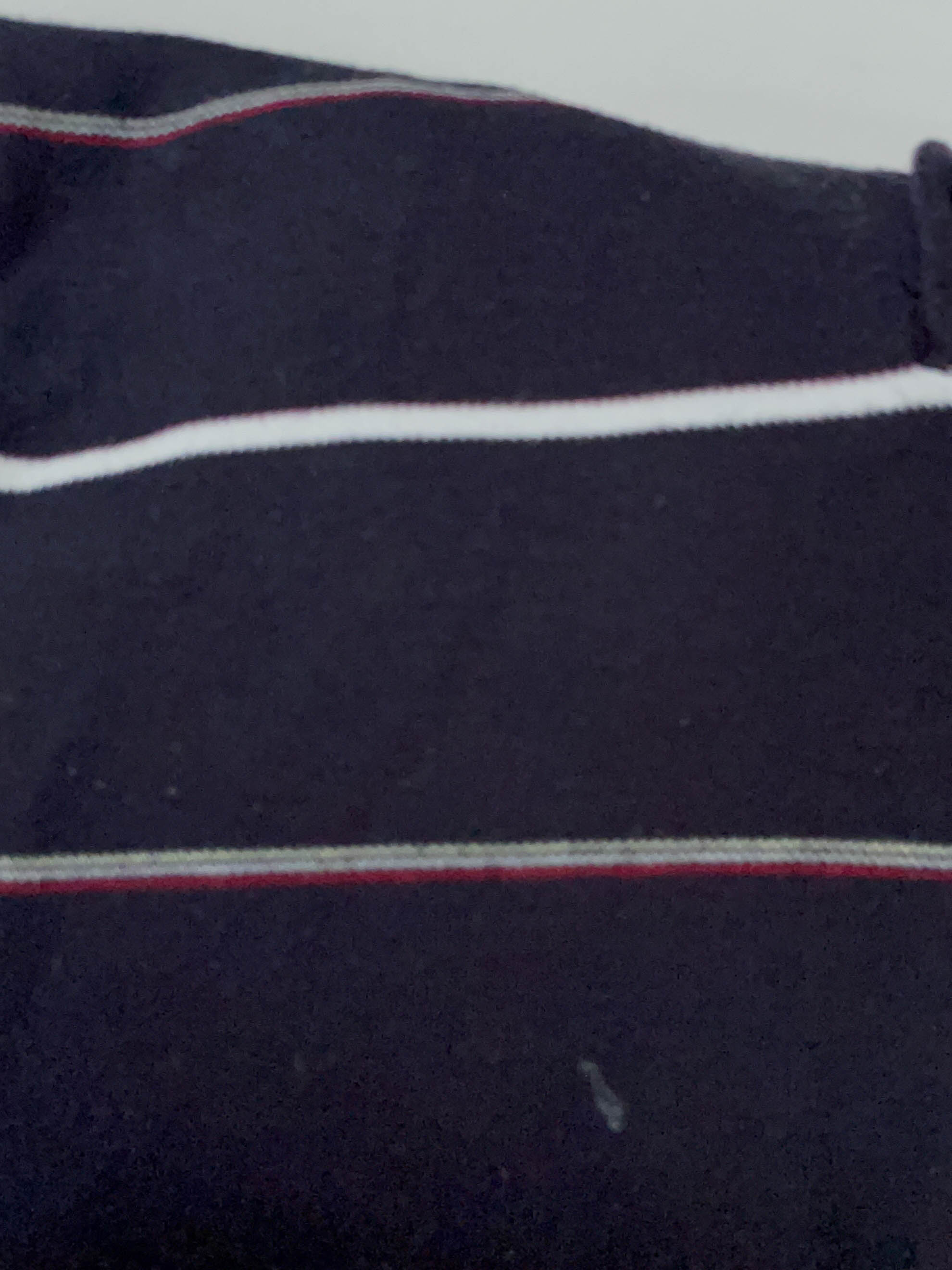 Vintage Men's black multi stripe long sleeve cotton polo in S|L 26 W19| SKU 4146