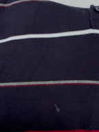 Vintage Men's black multi stripe long sleeve cotton polo in S|L 26 W19| SKU 4146