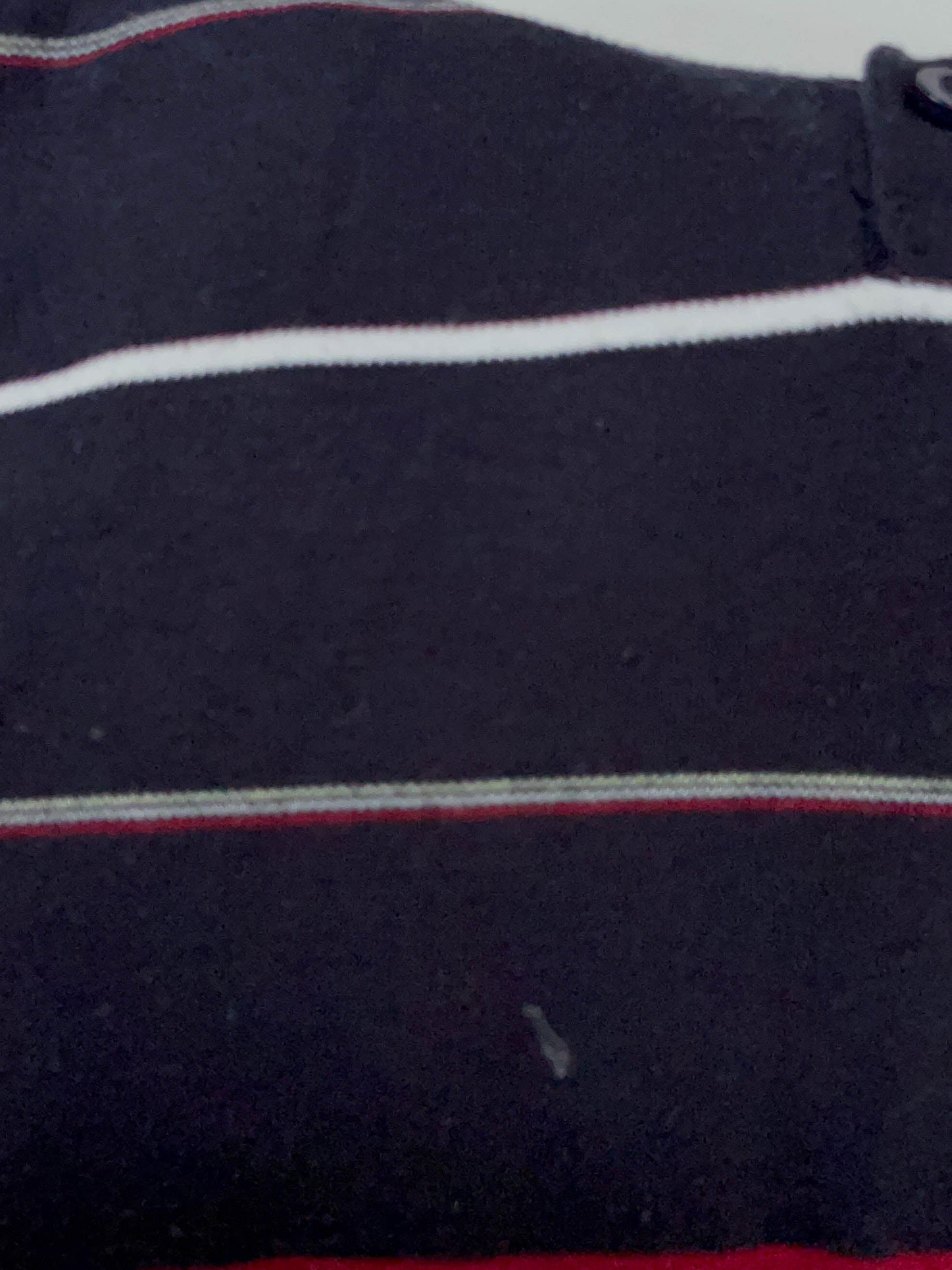 Vintage Men's black multi stripe long sleeve cotton polo in S|L 26 W19| SKU 4146