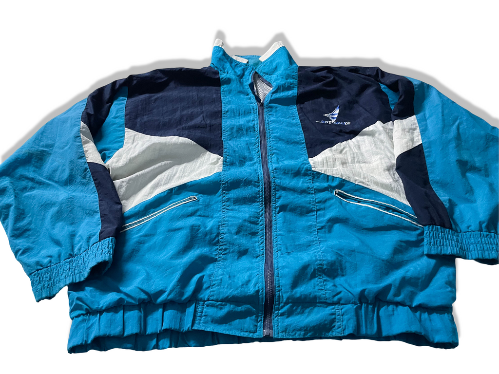 Vintage Hotshark blue colourblock full zip wind breaker jacket in L|L 31 W26| SKU 4044