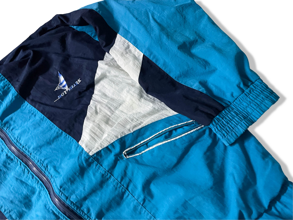 Vintage Hotshark blue colourblock full zip wind breaker jacket in L|L 31 W26| SKU 4044