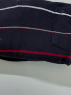 Vintage Men's black multi stripe long sleeve cotton polo in S|L 26 W19| SKU 4146