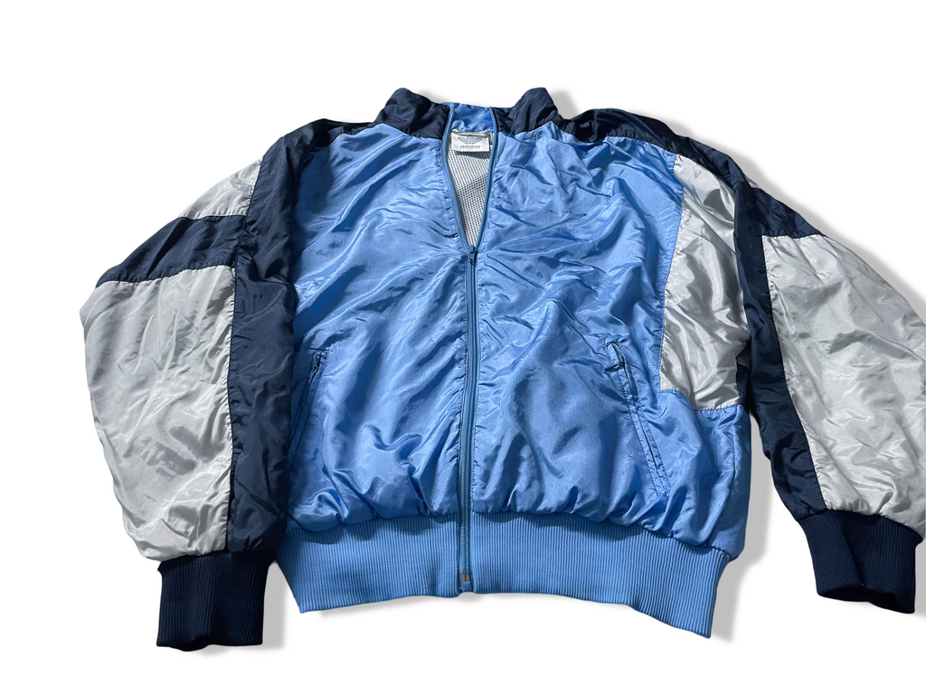 Vintage Adidas Blue colourblock men's wind breaker full zip jacket in M|L28 W26| SKU 4046