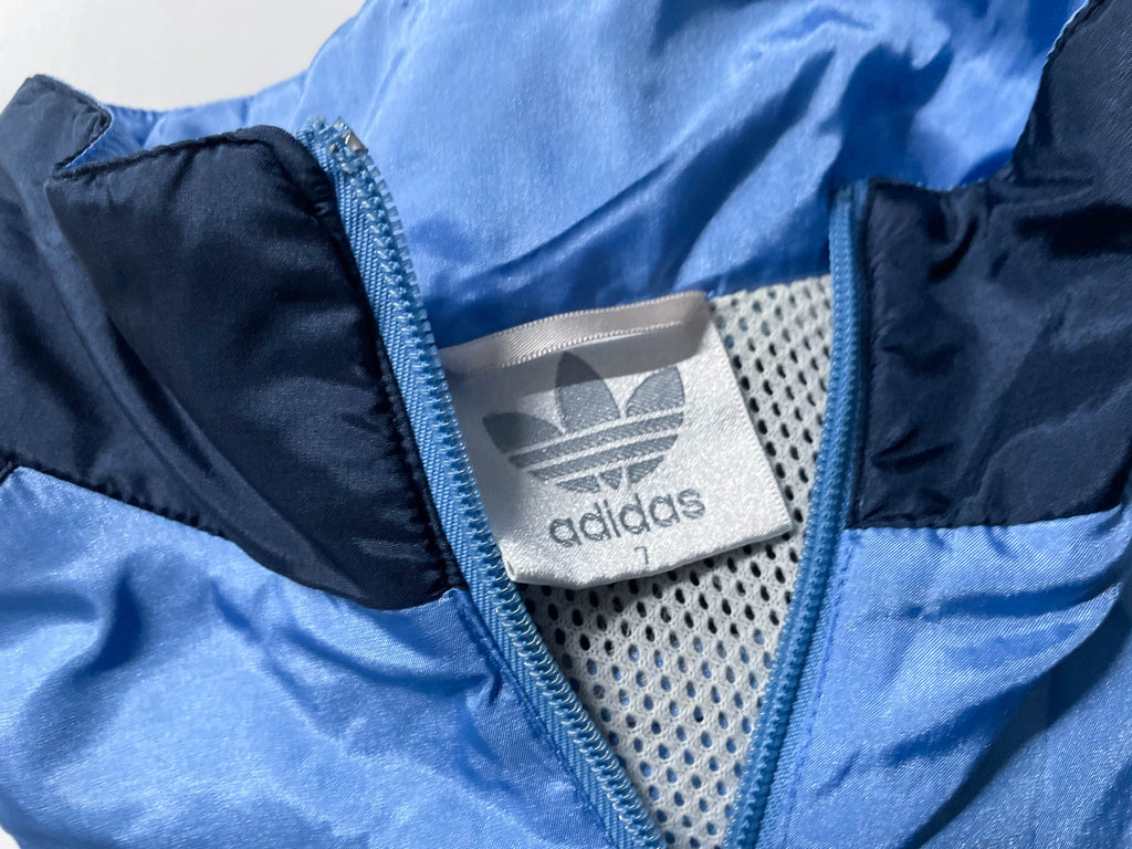 Vintage Adidas Blue colourblock men's wind breaker full zip jacket in M|L28 W26| SKU 4046