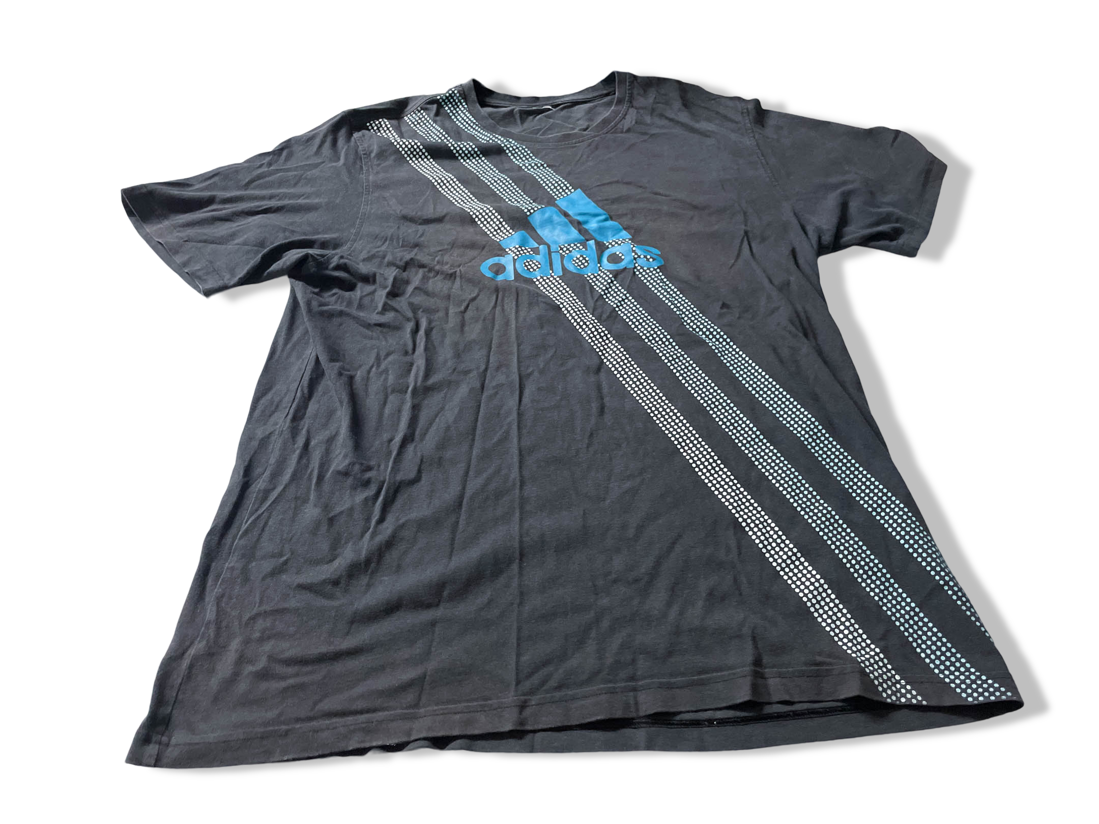 Vintage men's Black Adidas Graphics short sleeve tees in L/XL|L30 W21|SKU 4051|made in Turkey