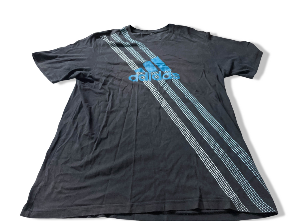 Vintage men's Black Adidas Graphics short sleeve tees in L/XL|L30 W21|SKU 4051|made in Turkey