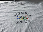 Vintage Men's Grey Fruit of the loom Olympia Greece logo Graphics tees in XL|L28W23|SKU 4054