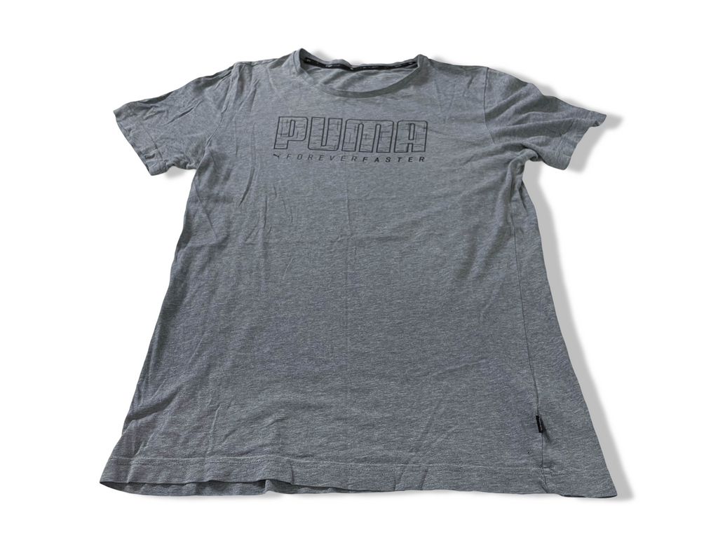 Vintage Men's Puma forever faster print grey tees in S|L28 W20|SKU 4148