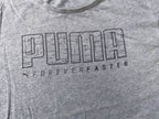 Vintage Men's Puma forever faster print grey tees in S|L28 W20|SKU 4148