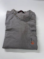 Vintage men's Duck & Cover 1/4 button v-neck grey short sleeve tees in M|L27 W21|SKU 4149
