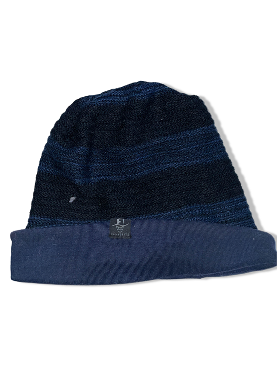 Vintage men's blue stripe beanie hat| SKU 4993