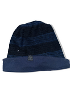 Vintage men's blue stripe beanie hat| SKU 4993