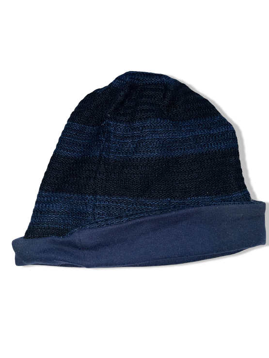 Vintage men's blue stripe beanie hat| SKU 4993