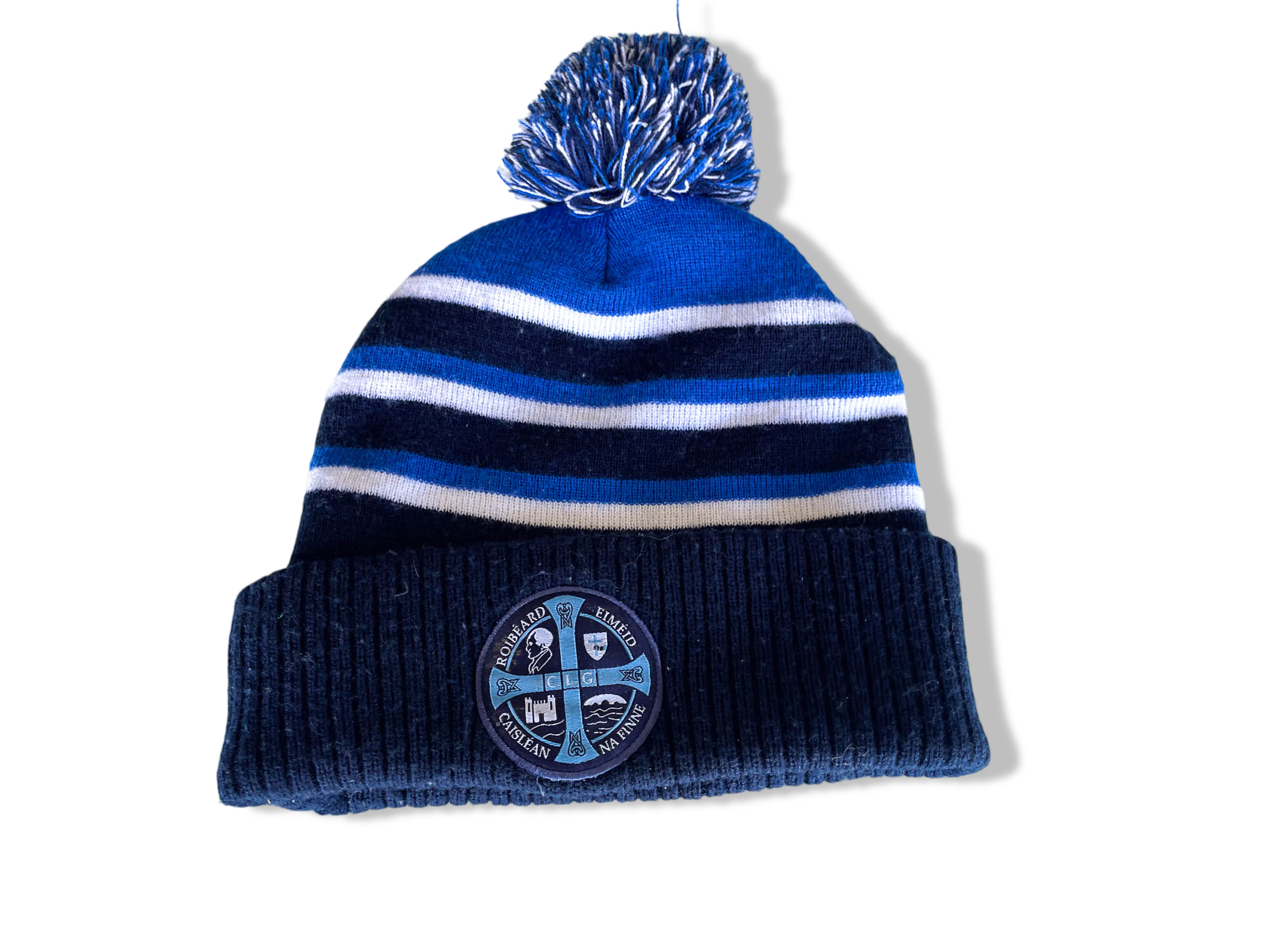 Vintage blue multi stripe DN Sports beanie hat|SKU 4347