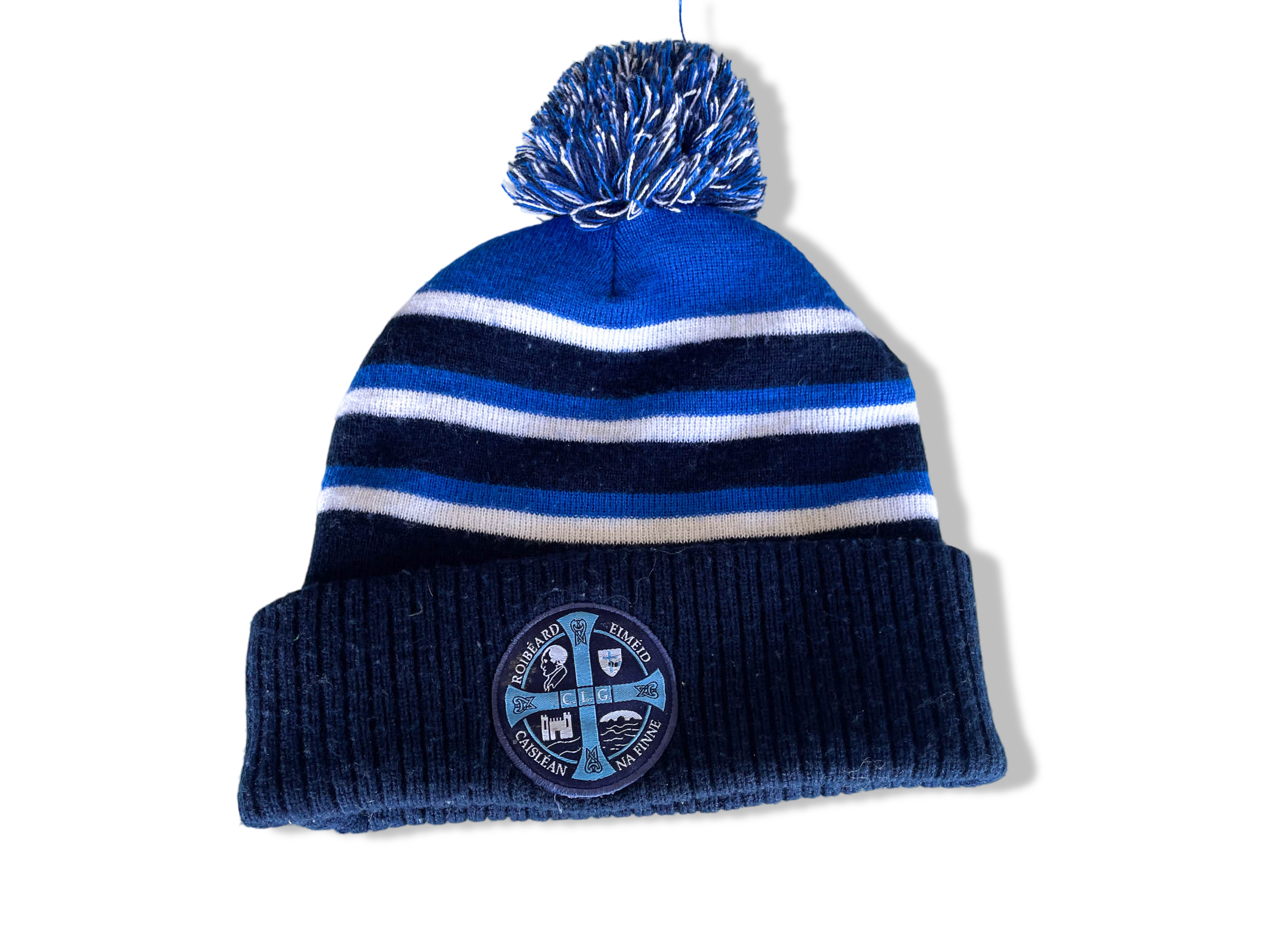 Vintage blue multi stripe DN Sports beanie hat|SKU 4347