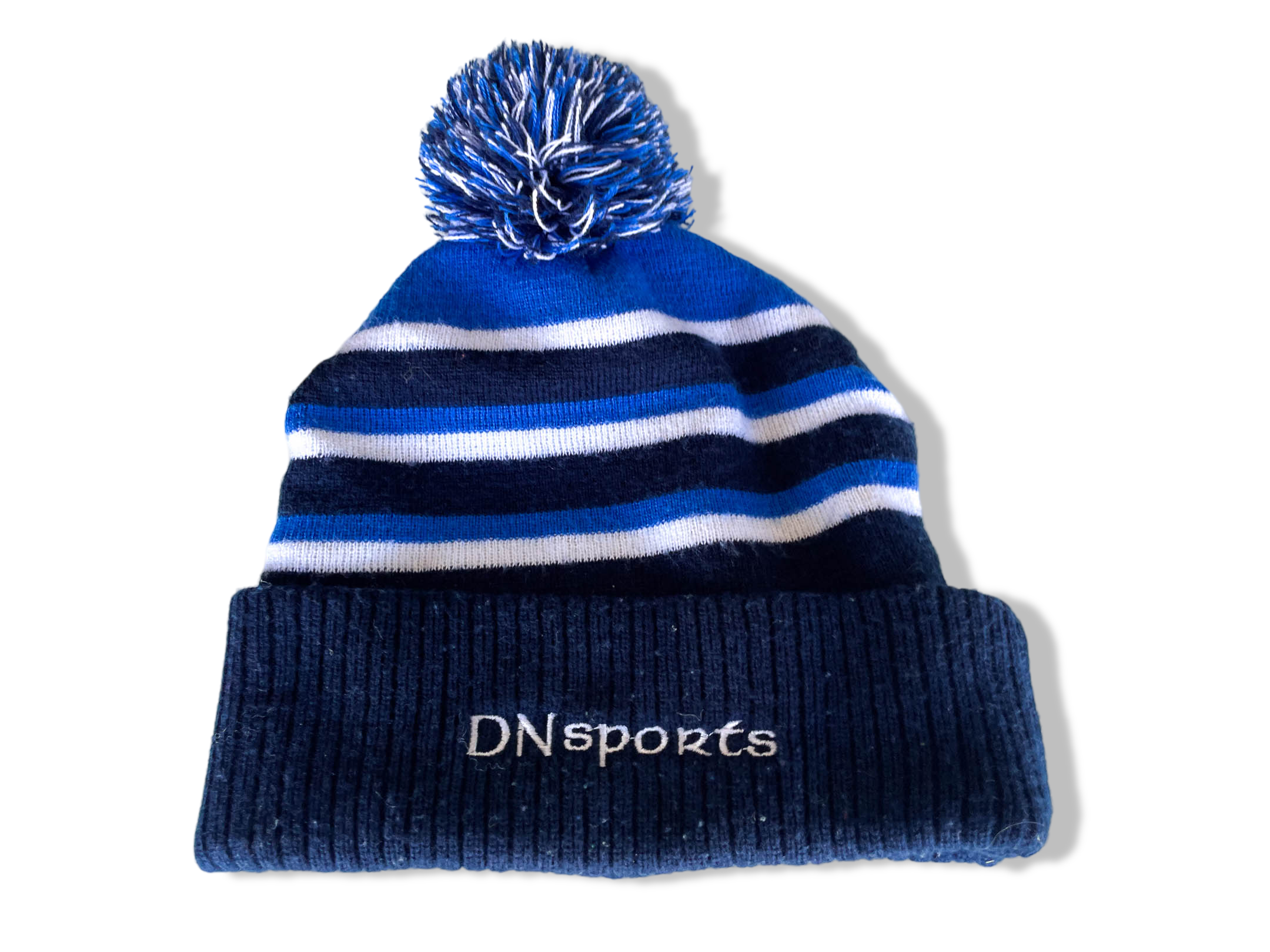 Vintage blue multi stripe DN Sports beanie hat|SKU 4347