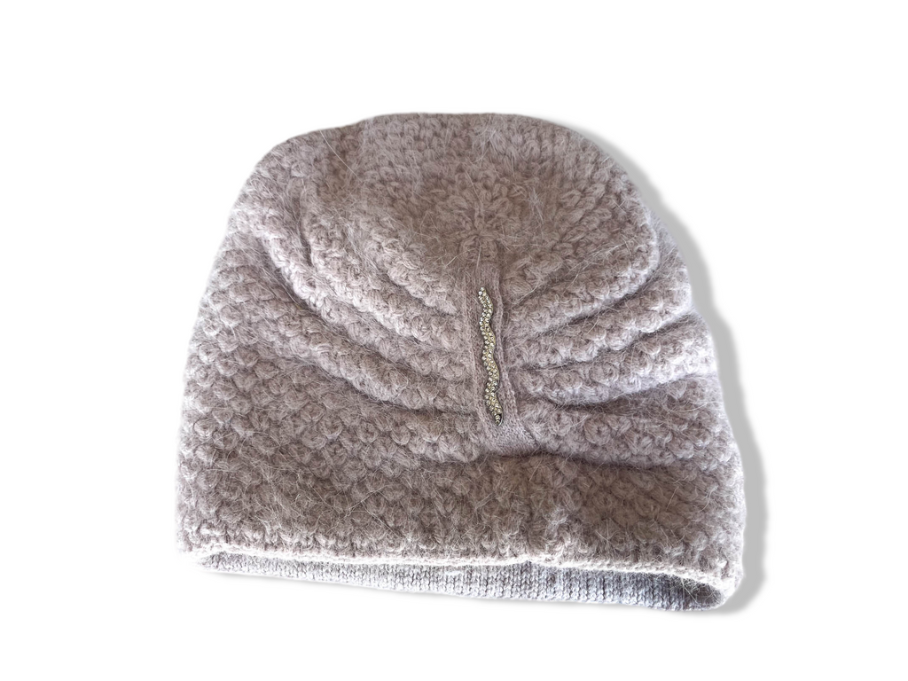 Vintage women's pink acrylic wool beanie hat|SKU 4348