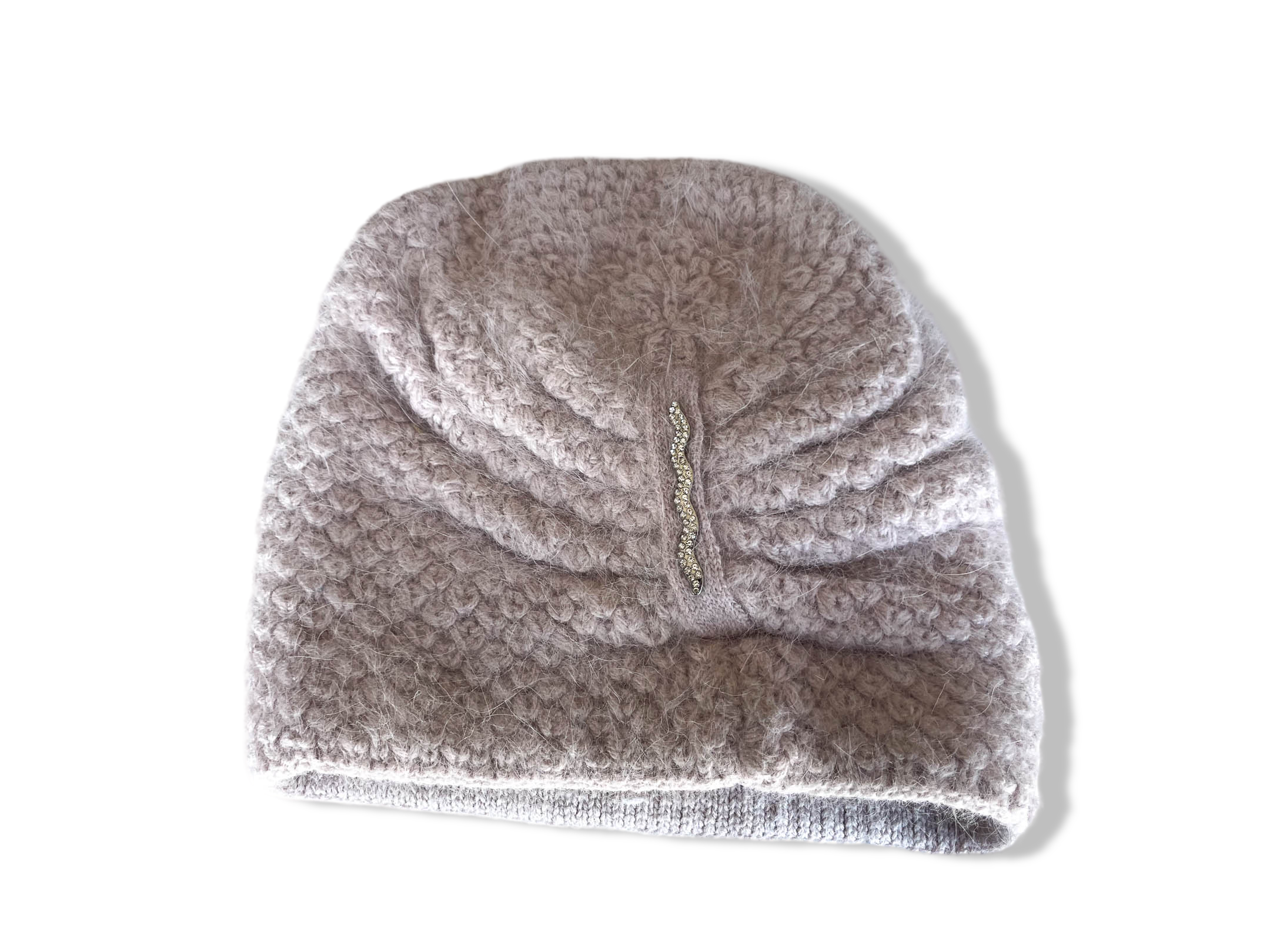 Vintage women's pink acrylic wool beanie hat|SKU 4348