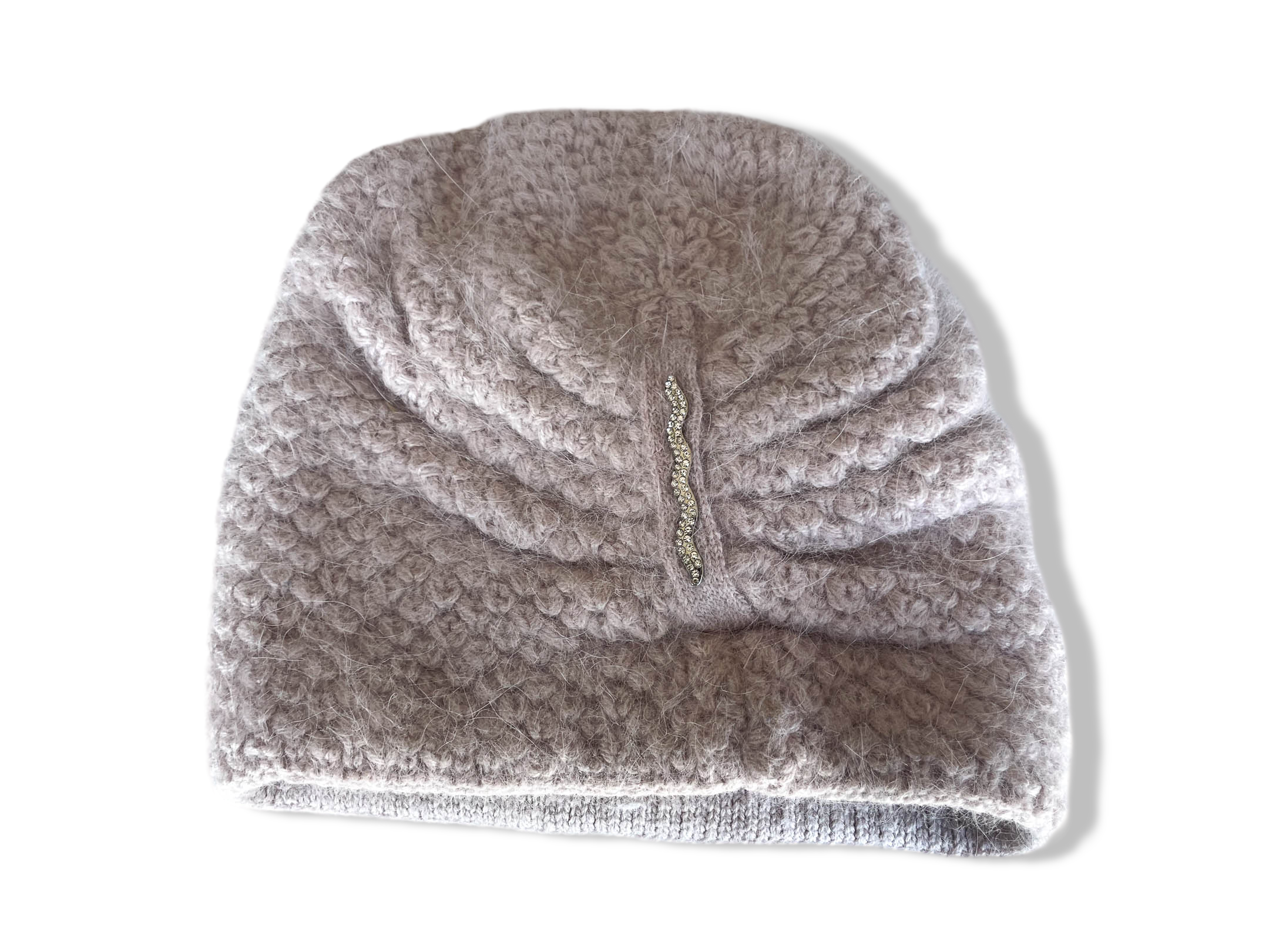 Vintage women's pink acrylic wool beanie hat|SKU 4348