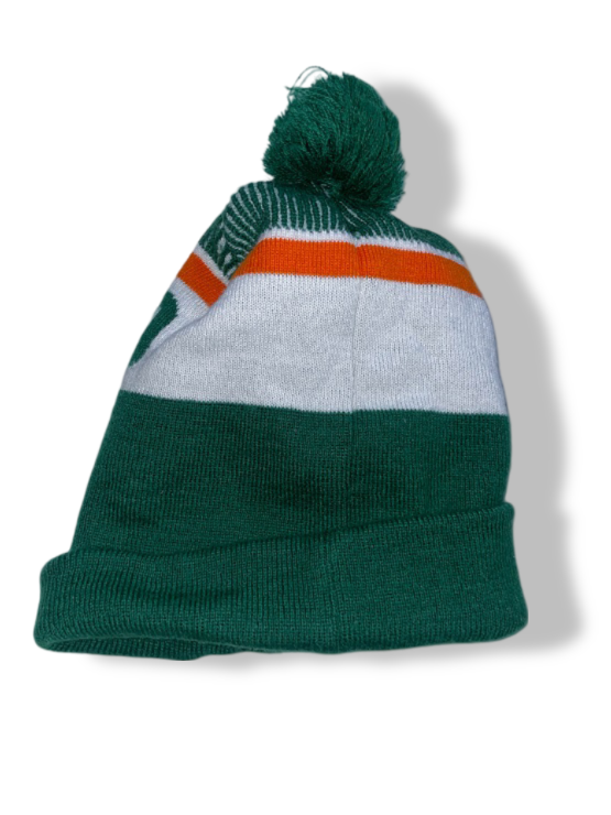 Vintage Unisex Ireland Strength & Honour green stripe beanie cap|SKU 4884