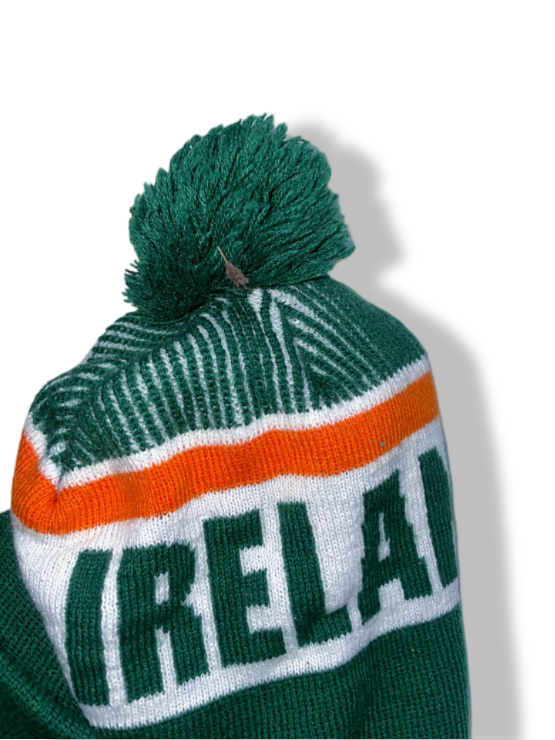 Vintage Unisex Ireland Strength & Honour green stripe beanie cap|SKU 4884