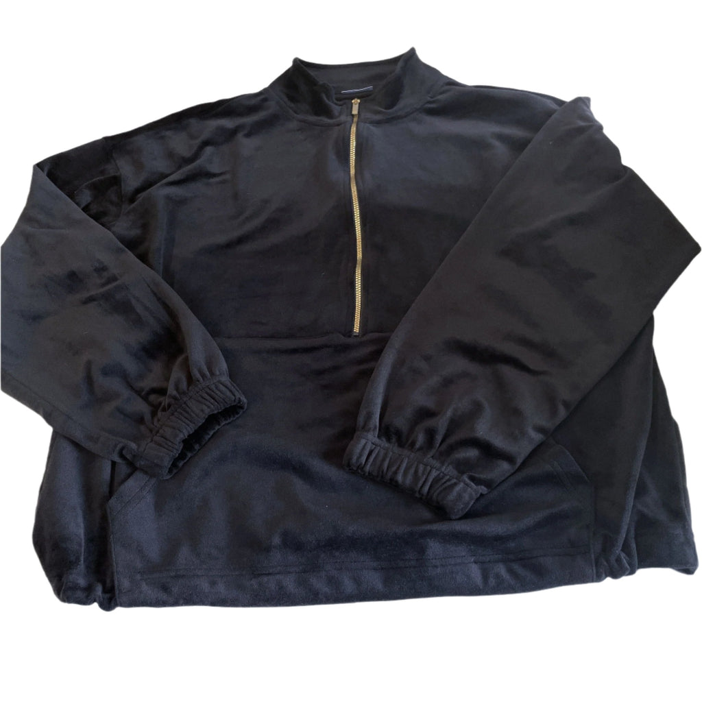 Vintage Beloved woman black 1/4 zip high neck fleece sweater in L|L27 W21|SKU 6415