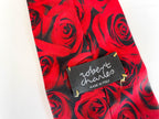 Vintage red rose print Robert Charles men's silk seida tie| SKU 4363