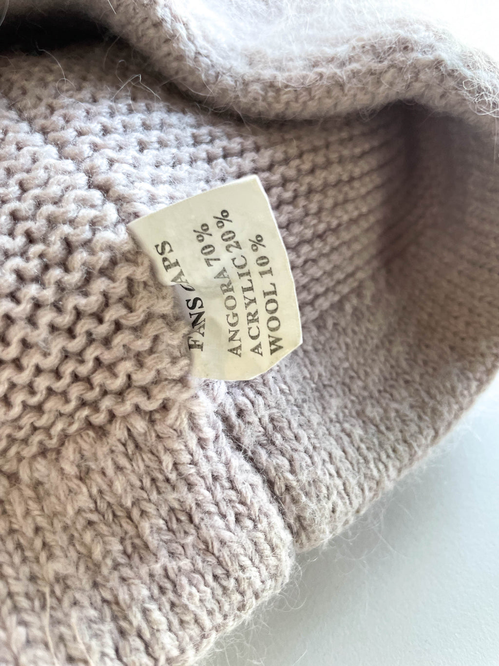 Vintage women's pink acrylic wool beanie hat|SKU 4348