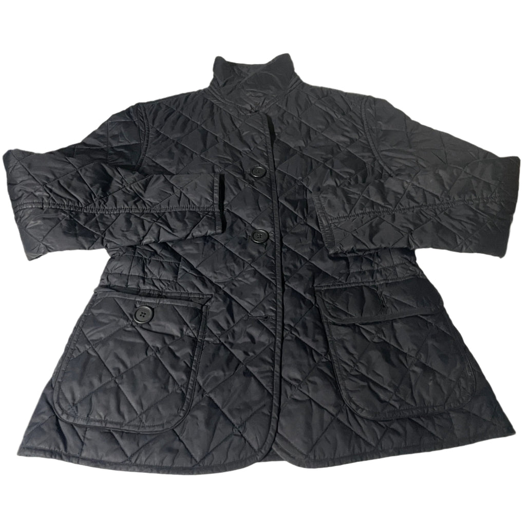 Vintage Gap Women's VTG Quilted Jacket Black Button Front Drawstring in S|SKU 6535