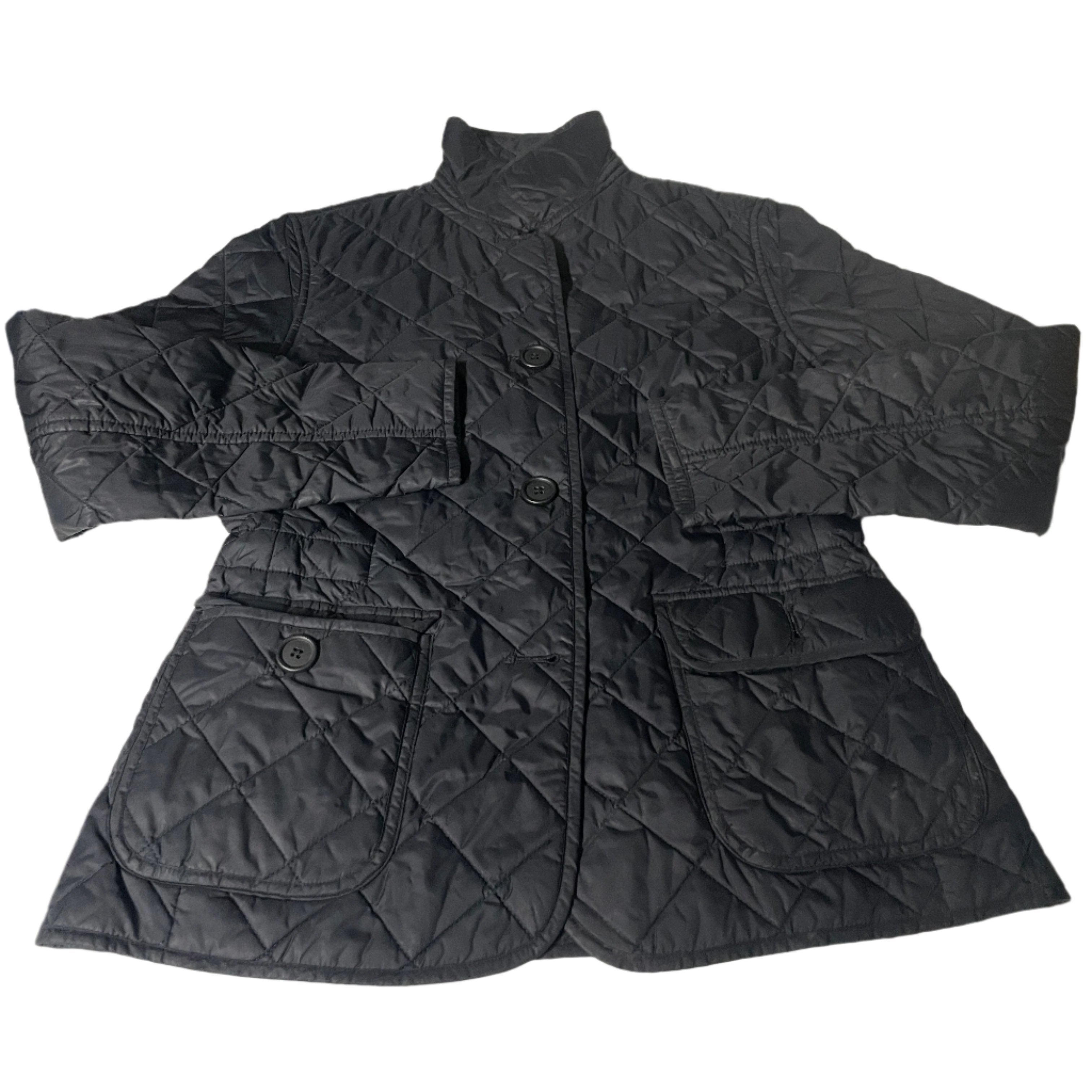 Vintage Gap Women's VTG Quilted Jacket Black Button Front Drawstring in S|SKU 6535