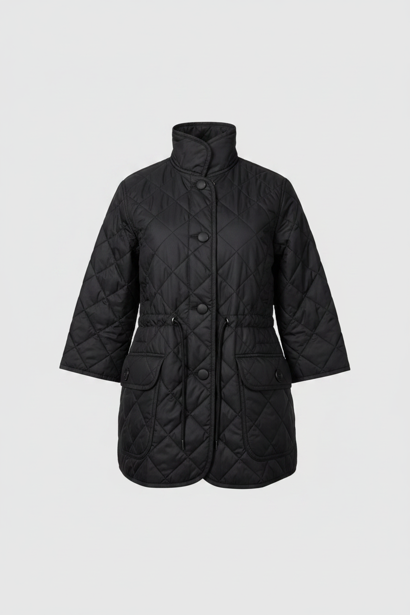 Vintage Gap Women's VTG Quilted Jacket Black Button Front Drawstring in S|SKU 6535
