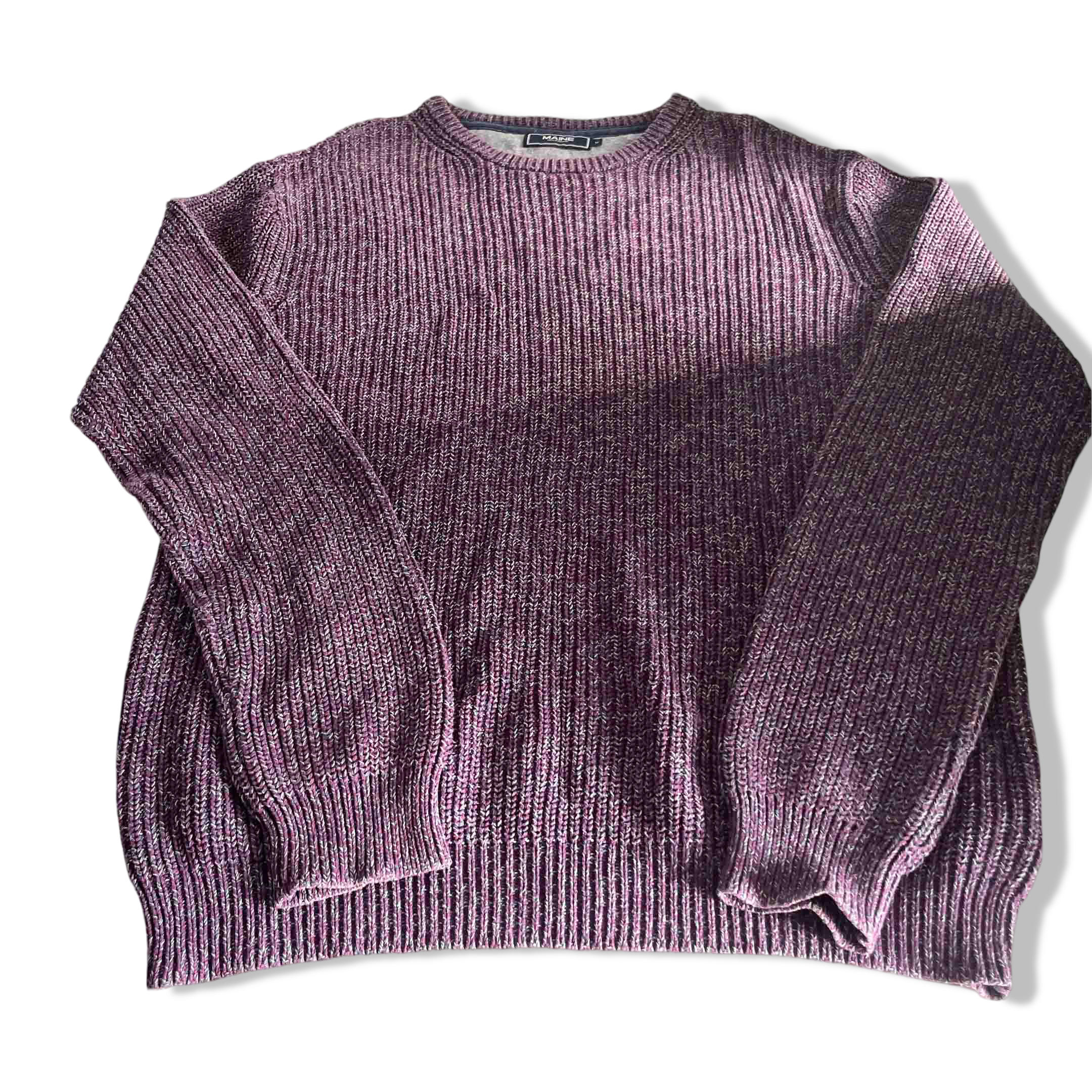 Vintage Maine new england purple knitted crew neck sweatshirt in M|L28 W22|SKU 6392