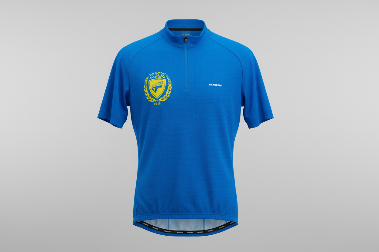 Vintage Men's Blue Cycling Jersey – Quarter Zip Sports T-Shirt (Size M) | SKU 1507