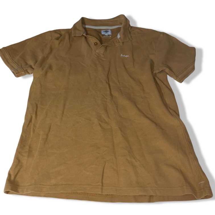 Vintage Men’s Lee Cooper Khaki Olive Green short sleeve regular fit polo shirt in M|L27W19|SKU 5490