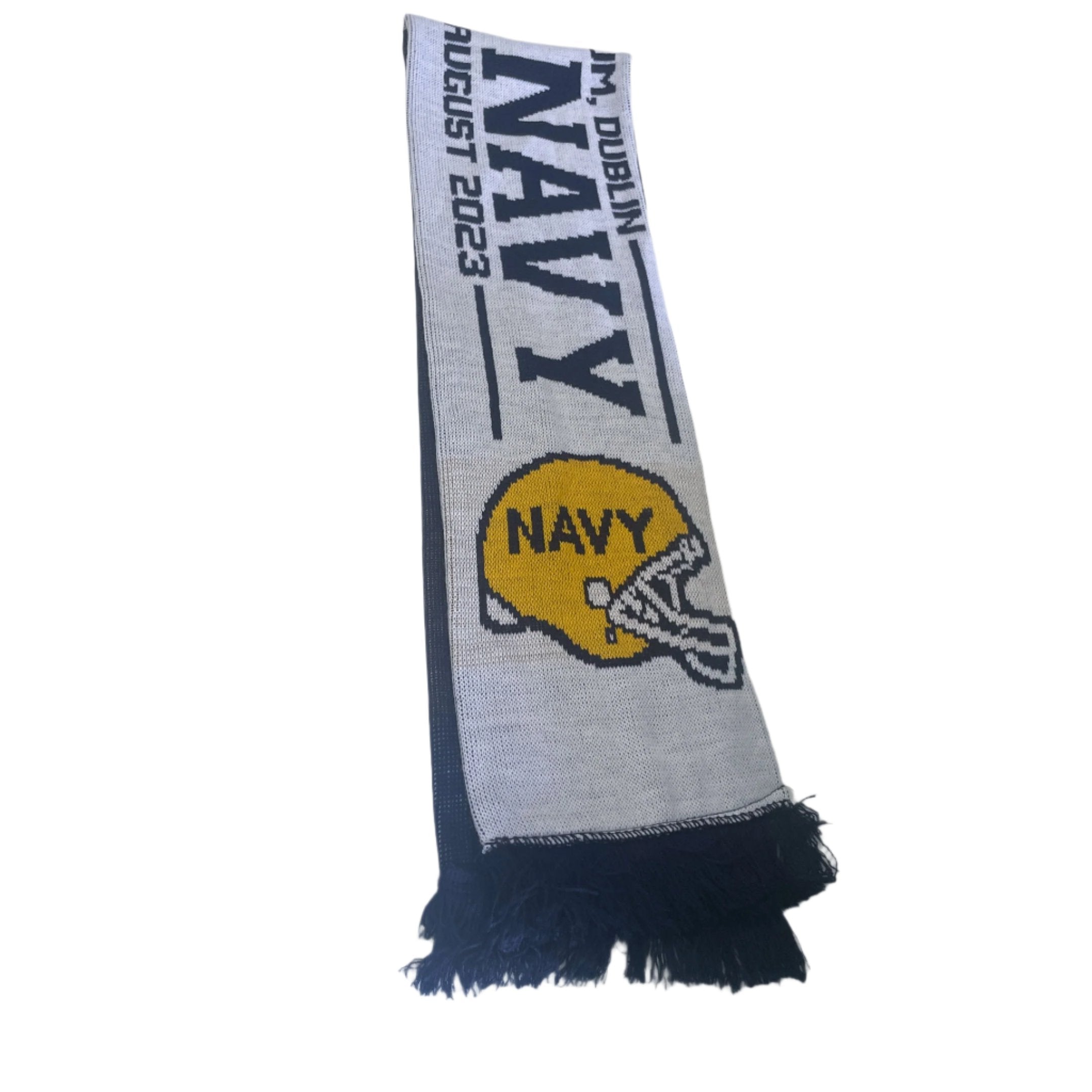 Vintage Notre Dame VS Navy Dublin Aviva stadium graphics Navy & Grey colourblock scarf|L52 W7|SKU 6404