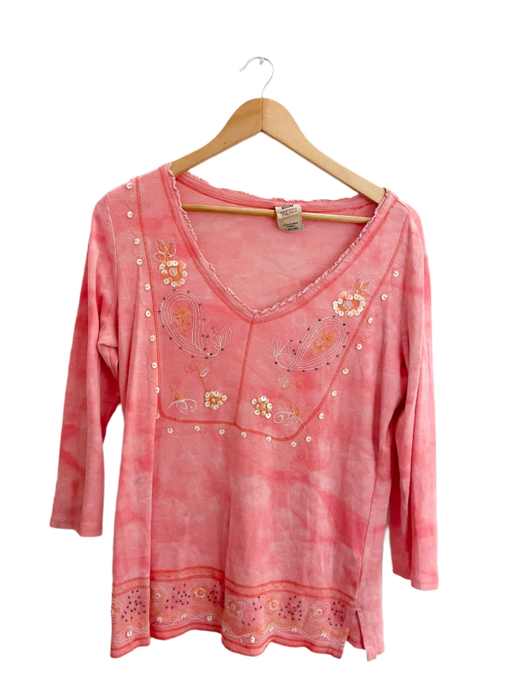 Vintage peach ladies large vneck blouse