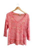Vintage peach ladies large vneck blouse