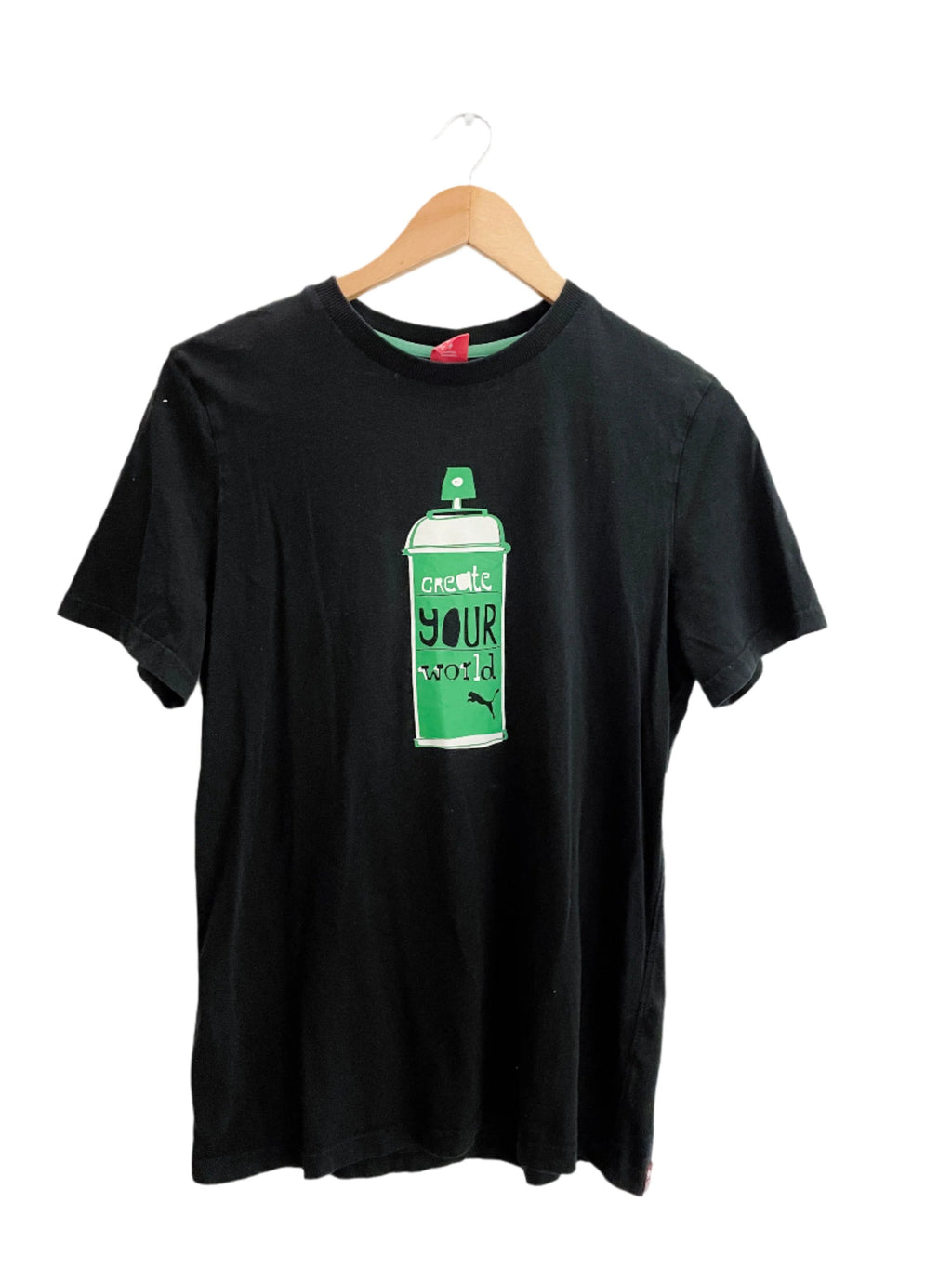 Vintage puma create your world graphics black womens tshirt size XL