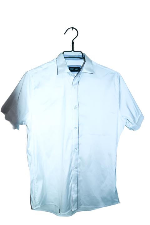 Vintage SMC by Semco men white short sleeve shirt in M|L28 W20|SKU 6545