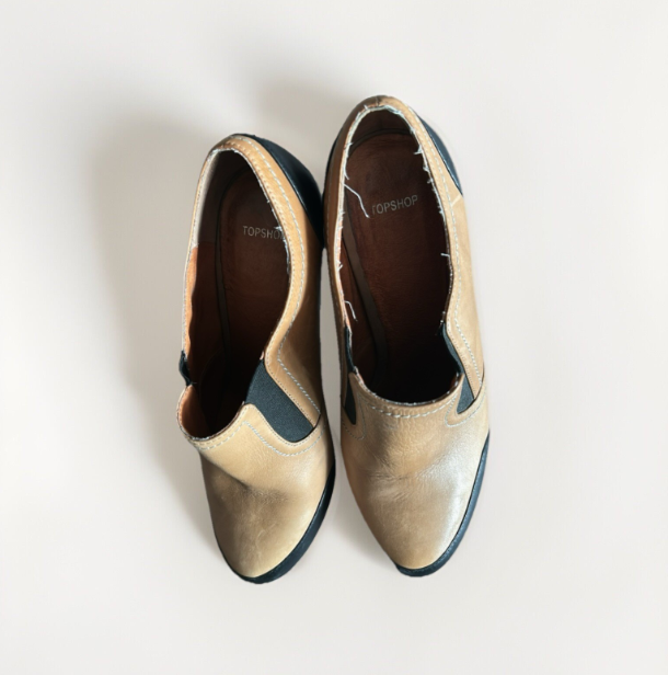 Vintage Top Shop Ladies Chelsea Boot tan Real Leather Brogues Size Uk 6 SKU 6740