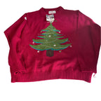 Vintage Unisex Funky Christmas graphics 2000's red crew neck jumper XL|L29 W23|SKU 6466