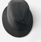 Vintage Unisex Grey herringbone wool fedora hat hats sku 6818