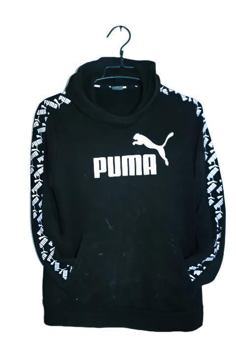 Vintage Unisex Puma graphics logo black hoodie in M|L25 W19|SKU 6670