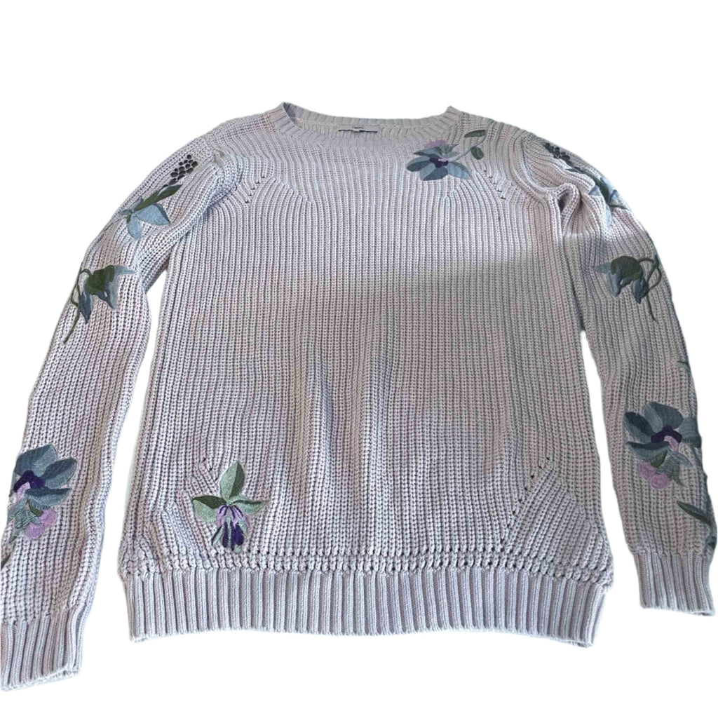 Vintage Women Next Cotton floral knitted cream jumper UK 8|SKU 6444
