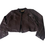 Vintage Y2K womens Bulut brown full zip leather bikers jacket in L|L25W19|SKU 6509