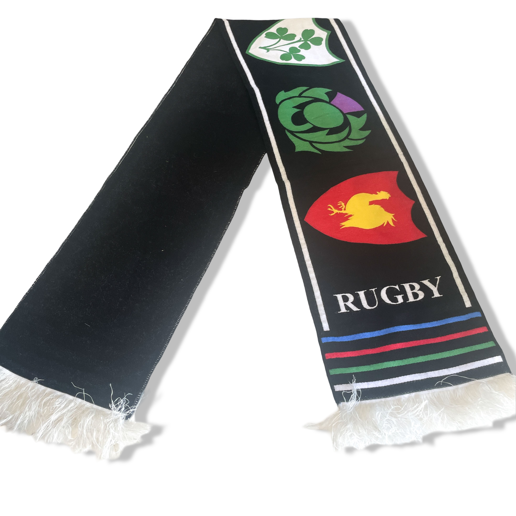 Vintage black Italy rugby graphics scarf|L52 W7|SKU 6400